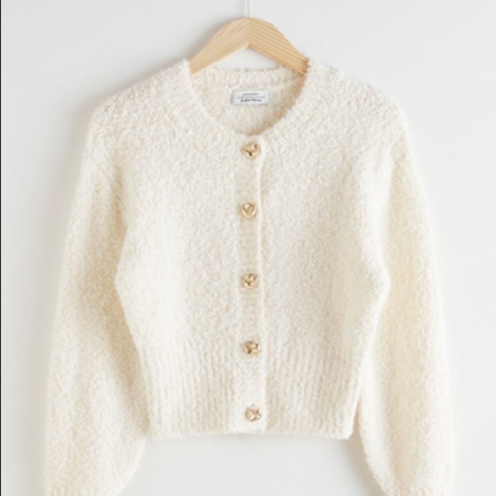 & Other Stories Bouclé Knit Cropped Cardigan